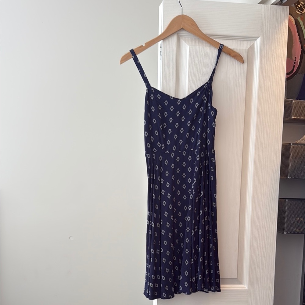 Old Navy Blue and White Spaghetti Strap Slip Dress